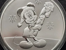 2020 NIUE - 1 OZ SILVER COIN $2 DISNEY MICKEY MOUSE CHRISTMAS WITH CAPSULE BU
