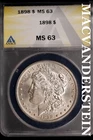 1898 Morgan Dollar-ANACS MS 63 Brilliant Uncirculated #SLM652