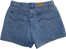 Vintage Womens Lee Classic Denim Shorts High Waist 100 Cotton Size 15 L/12/32 