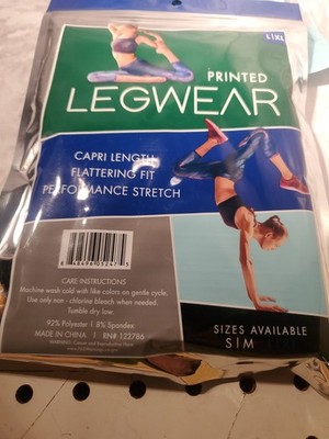Womens Capri Leggings Size L-XL  Blue Star Clothing Co. Floral Printed Legwear
