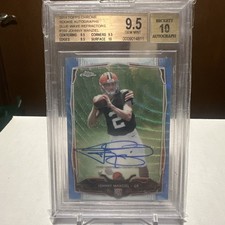 Johnny Manziel 2014 Topps Chrome Blue Wave Refractor Auto 2/20 BGS 9.5/10 