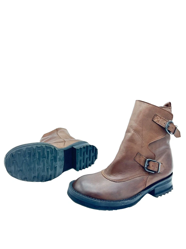 DIESEL POLICEGUY Botas Al Tobillo De Cuero Marrón Para Mujeres T.39 US.7,5 UK.6 - Imagen 3 de 4
