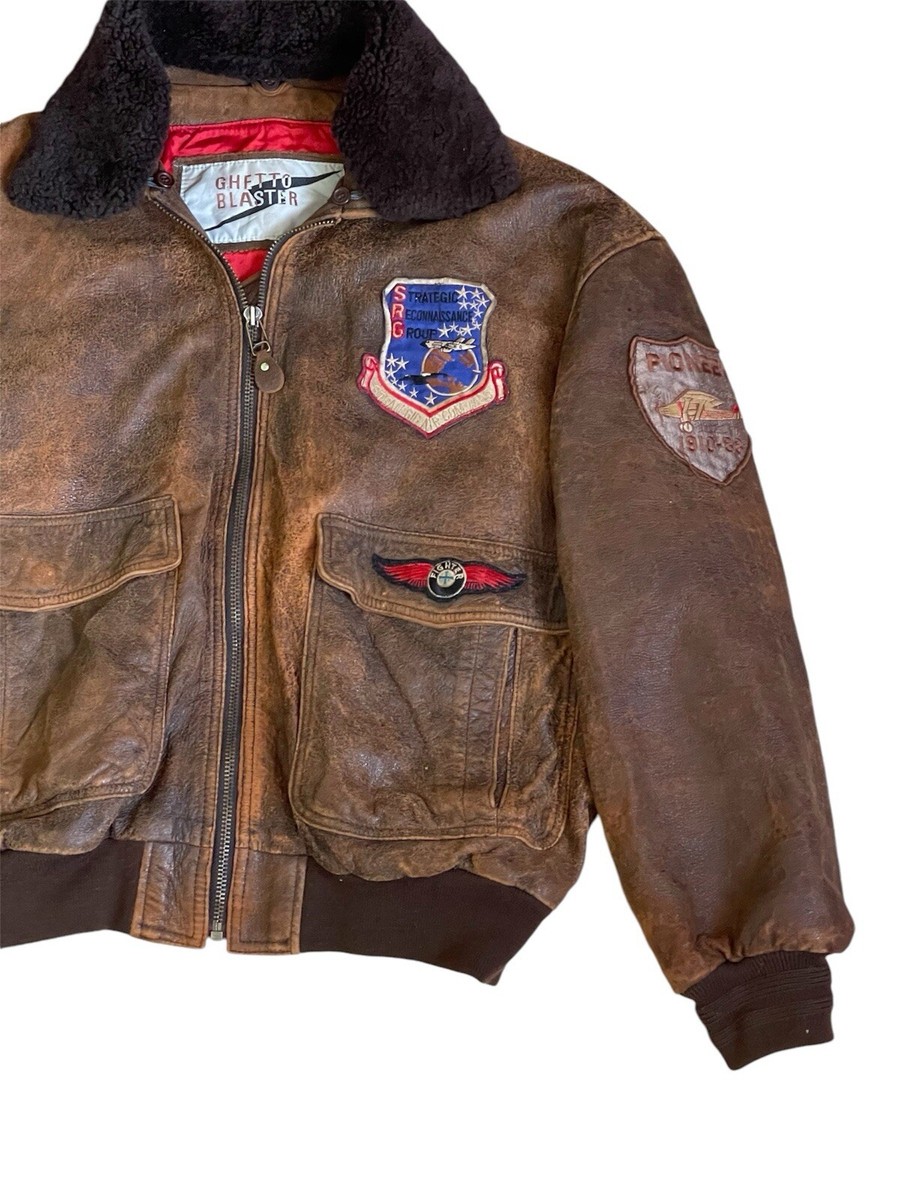 1980s A2 Flyers vintage leather jacket Rare Ghetto blast 1980s A2 Flyers vintage leather jacket Rare Ghetto blast