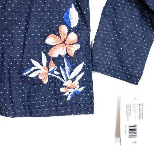 Mamas & Papas Blue Dotted Floral Embroidered Chambray Shacket - Size 3-4Y NEW - Picture 6 of 12