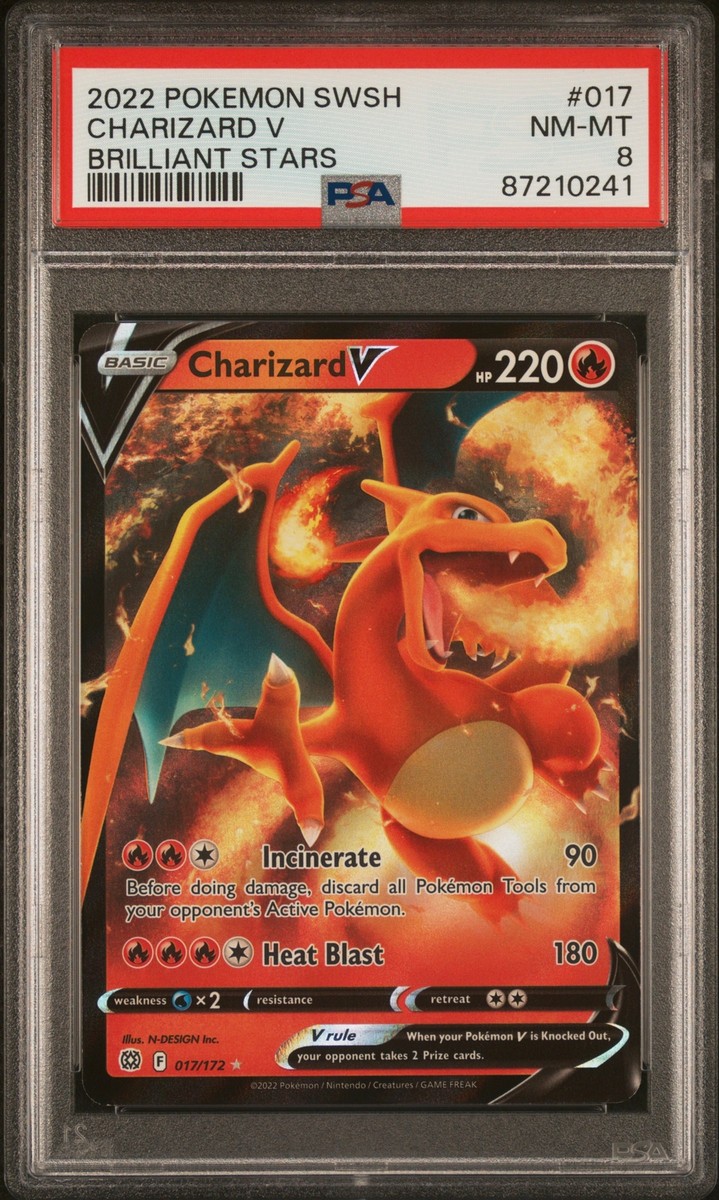 2022 Pokemon Sword & Shield Brilliant Stars 017 Charizard V - PSA