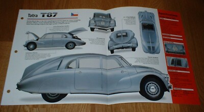 1938 Tatra T87 Spec Sheet Brochure Poster Print Photo 38 T-87 36-50