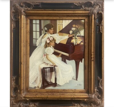 S H lee original oil painting on board  first recital 
