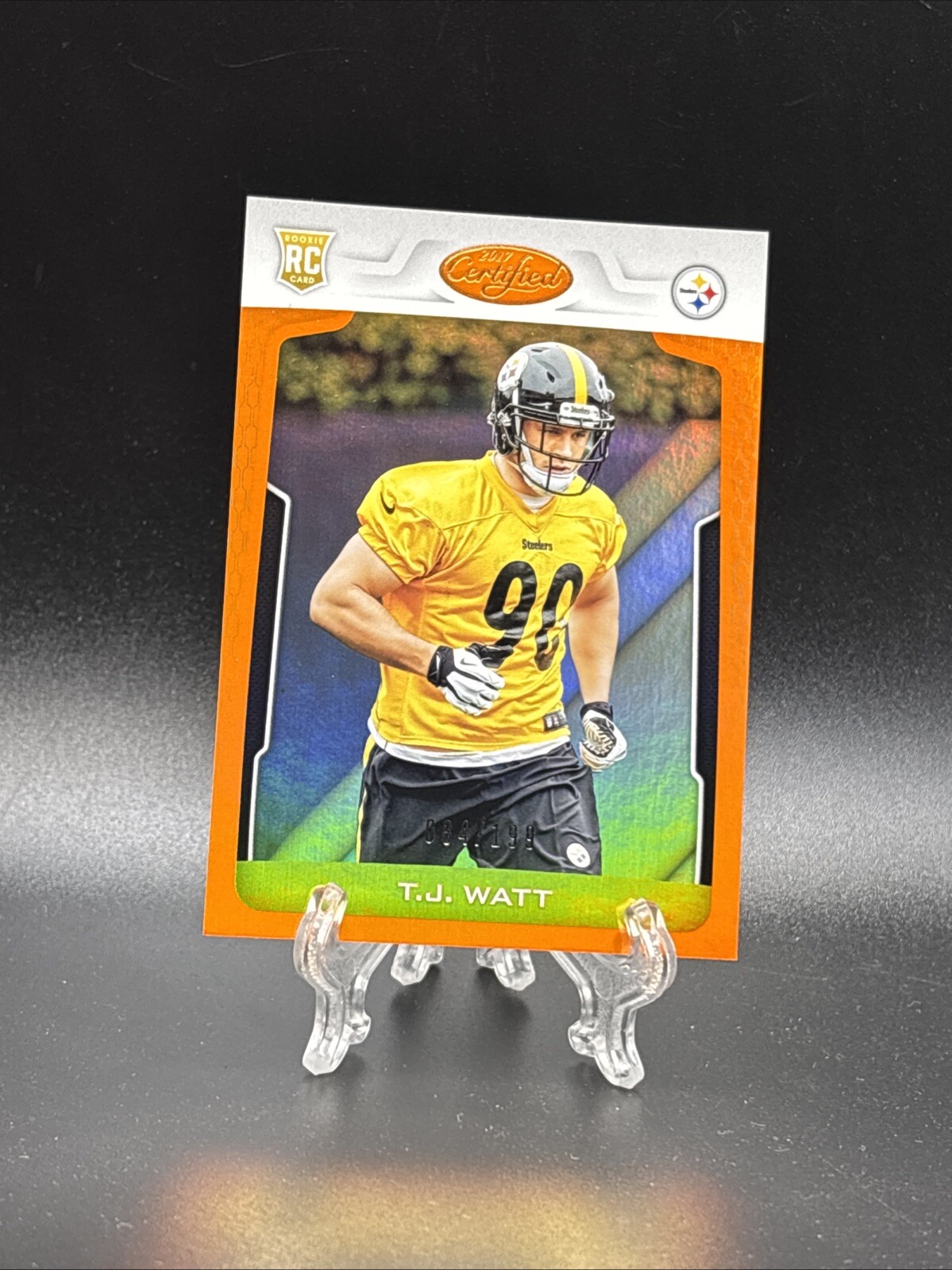 2017 Panini Certified T.J. Watt #169 Mirror Orange Rookie Card #’D 84/199 RC