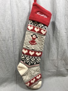Pottery Barn Kids Red Fair Isle Ice Skater Christmas Stocking