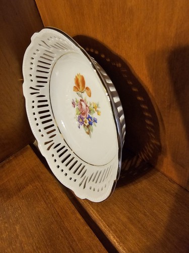 Lot of 4 Vintage B J Z Germany Porcelain Flower Bowl Dishes Reticulated Floral - Picture 5 of 19