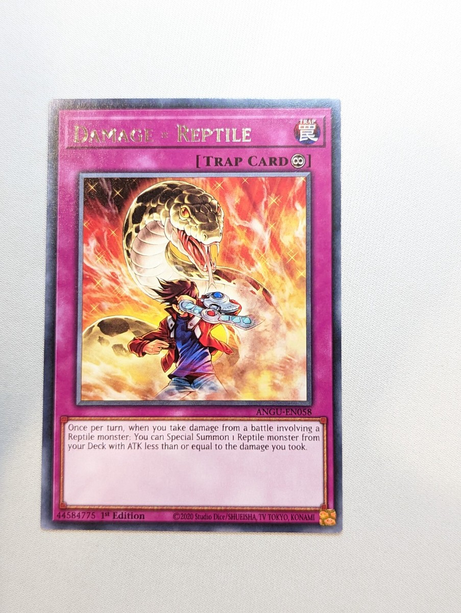 yugioh reptile cards DAMAGE = REPTILE ANGU-EN058 YUGIOH TCG 1st Edition RARE