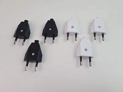 SP-ELECTRONIC 6 x Euro Stecker 3 x schwarz + 3 x weiß Euro Stecker Euro Flachstecker 6 Stück