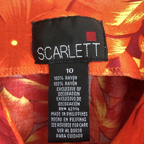 Vintage Scarlett Sz 10 Sleeveless Floral Button Down Dress Cutout Beaded Orange - Picture 5 of 14