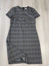 Calvin Klein Gray Houndstooth Short Sleeve Sheath Knit Dress Sz 4
