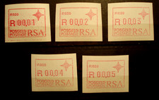 Südafrika RSA 1987: 5 ATM labels FRAMA,Automaten-Nr. P.020,MN 3,postfrisch/ MNH 