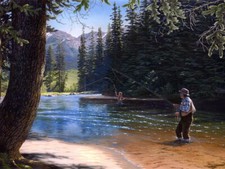 V0950 Fishing Rod Forrest Fisherman Beautiful Painting WALL POSTER PRINT CA