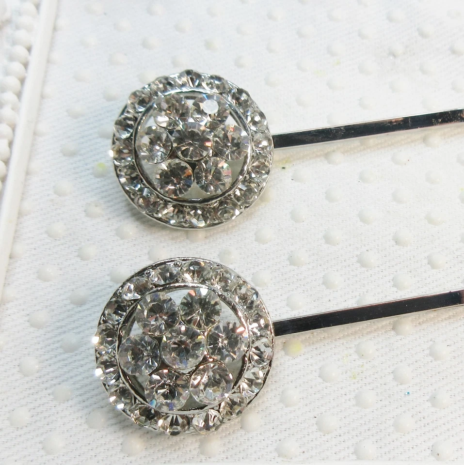 Dazzling Clear Austrian Crystal Hair Pin Clip Bobbi Pin Pair, Bridal Bobbi Pins - Image 4 of 4