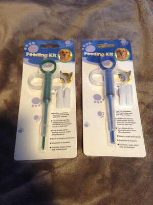 2X NEW Feeding Kit For Dogs Cats And Other Animals 2 Teats Reusable Washable