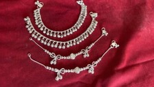 Girls lot 2 pairs ankle bracelet anklet silver bells charm chain India jewelry