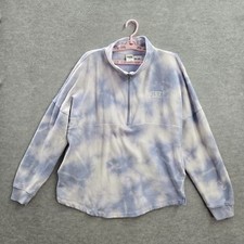 PINK Victoria's Secret Women Sweatshirt M Blue Tie Dye 1/2 Zip Logo Mock Neck
