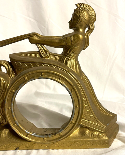 Vintage USA Lite Roman/Greek Horsedrawn Chariot Painted Mantle Clock Base - Picture 6 of 17