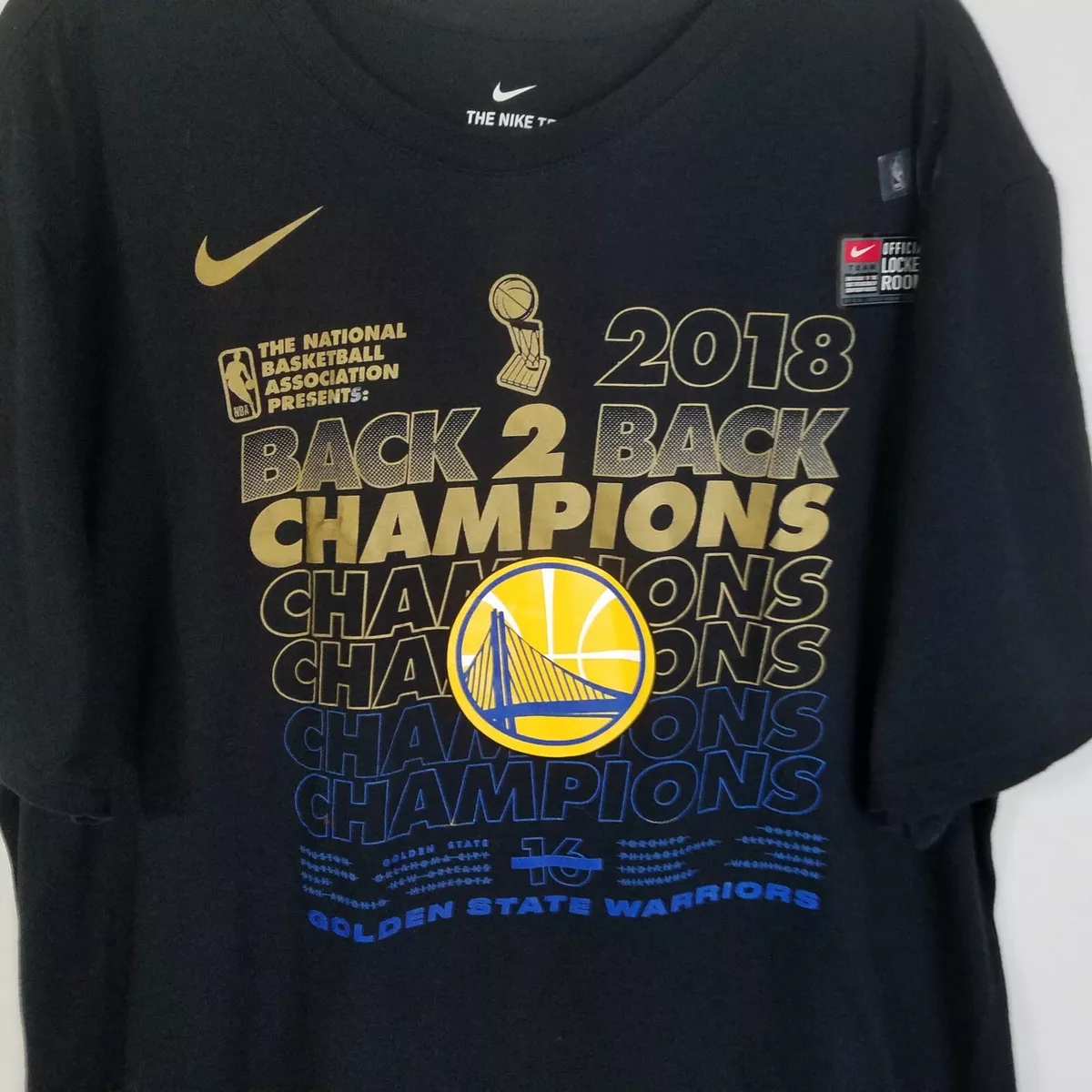 Men's Nike Black Golden State Warriors 2018 NBA Finals Champions Locker  Room T-Shirt