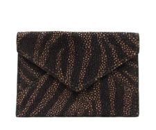 Mini Envelope Business Card Holder Leather Credit Gift Cards Tiger Print Brown