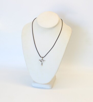 James Avery Sterling Silver Eternal Love Cross Heart Pendant w/Cord  Necklace 925