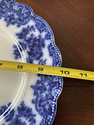 Flow Blue & White Dinner Plate OSBORNE Pattern Antique W.H.