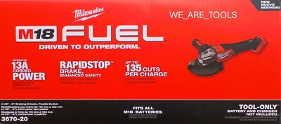 New Milwaukee Fuel 3670-20 M18 4-1/2''-6'' Braking Grinder Paddle Switch 18V