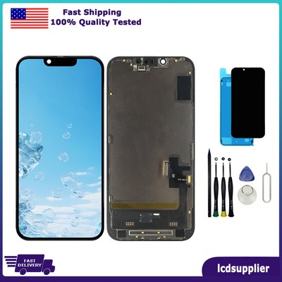 For iPhone 14 Soft OLED Display LCD Touch Screen Digitizer Frame Assembly +Tools