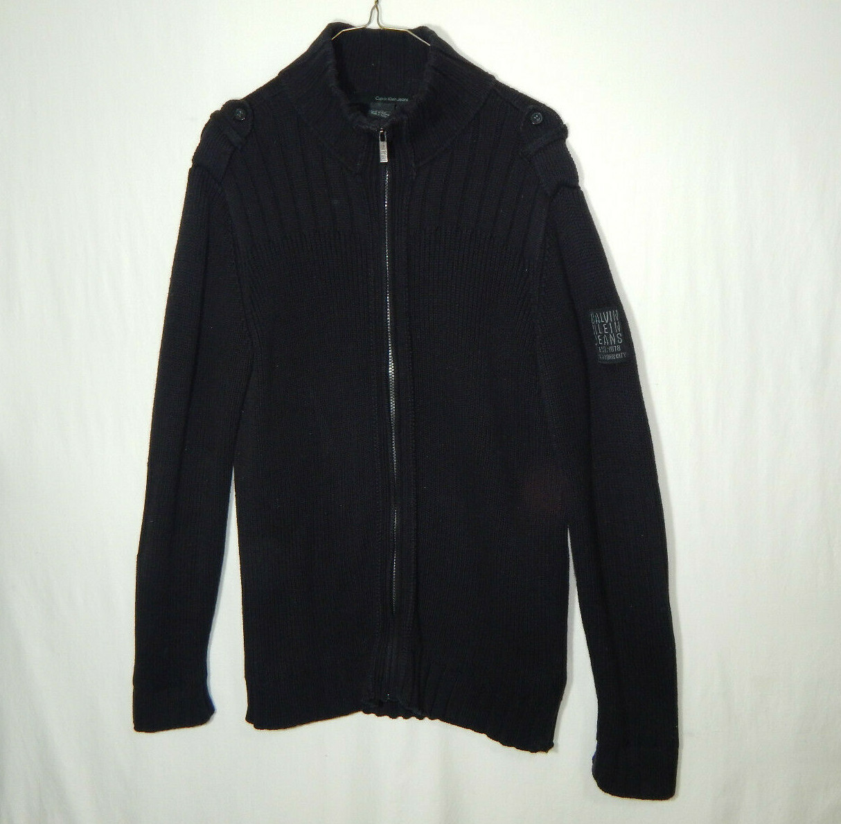 Calvin Klein Full Zipper Sweater 100% Cotton Blac… - image 1