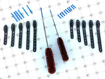 AM ORTHO IMPLANTS 2.7/3.5mm Locking D Fibula Plates L / R 4 to 8Holes & Screw 72 Pcs Set Titanium