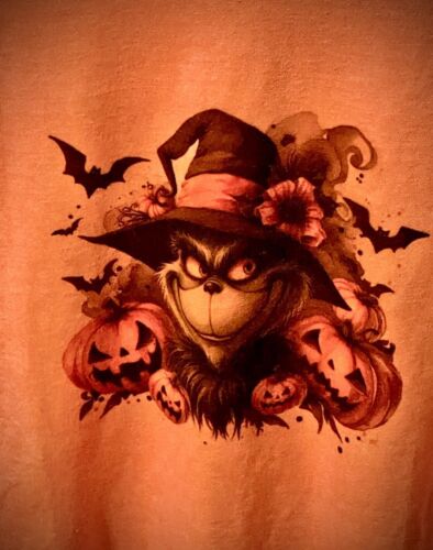 Halloween Grinch T-Shirt Unisex Size L LG - ORANGE New Soft - Picture 2 of 3