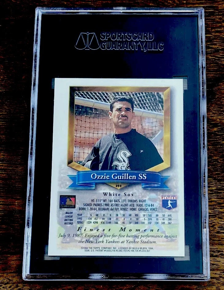 OZZIE GUILLEN #393 1994 TOPPS FINEST SGC 9 MINT - Image 2 of 2