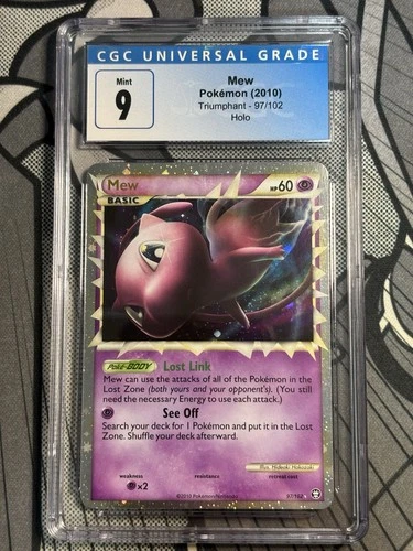 CGC 9 MINT Mew 2010 Triumphant 97/102 Holo Pokemon Card Blue Label OG