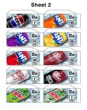 (10) SODA VENDING MACHINE 12oz "CAN"  Vend Labels (Flavor Strip) -VARIETY PACK 