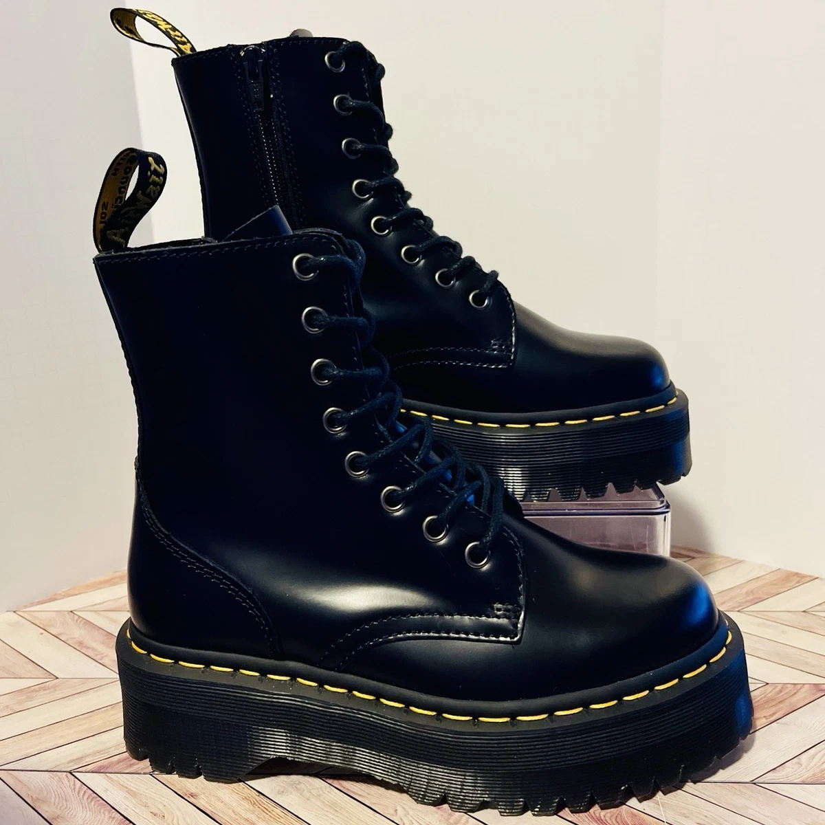 Dr. Martens Men\'s 10 Mid-calf Caspian Alt Boots Black Goth Grunge Combat Zip Dr. Martens Black Zip Boots for Men for Sale | Shop New  main image 2