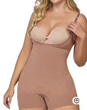 Curveez® Second Skin Hip Hugger Bodysuit Shapewear Brown Cocoa Sz LG  CUR3005