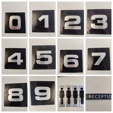 Door Numbers Signs Vtg Retro Metal 70s 80s Metallic Toilet Black Silver Font
