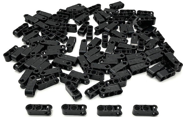Lego 100 New Black Technic Axle and Pin Connectors Perpendicular 3L Parts