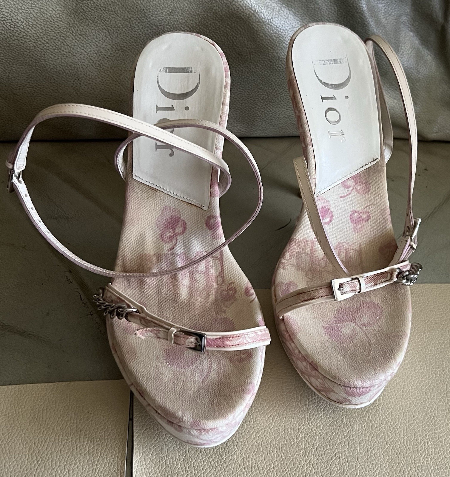 Christian DIOR Y2K Vintage John Galliano White/Pink High Heel Mule Sandals38 Us8 thumbnail 5