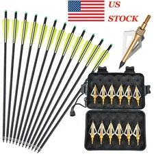 20 inch Crossbow Bolts Carbon Crossbow Arrows +/OR 100 Grain Hunting Broadheads