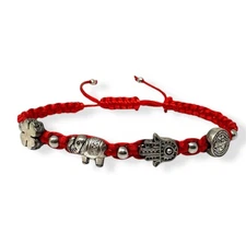 Red Good Luck Bracelet Hamsa Elephant Clover Benedict Adjustable 6–10 Unisex