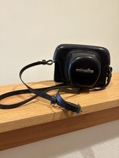 Vintage Minolta Black Leather Camera Case Made in Japan Hard Shell with Strap