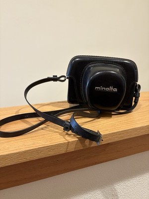 Vintage Minolta Black Leather Camera Case Made in Japan Hard Shell with Strap
