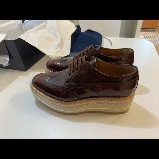 Prada Men's Brushed Leather Wingtip Espadrille Shoes 6.5 thumbnail 5