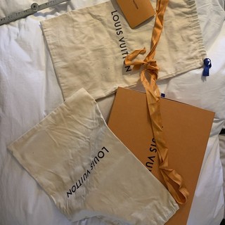 LOUIS VUITTON Empty Shoe box 2 Dust Bag 19’’x12” Receipt Folder ribbon