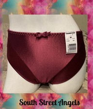 VINTAGE WONDERBRA 7163 WINE RED SATIN HI-CUT BRIEF PANTIES SIZE MEDIUM