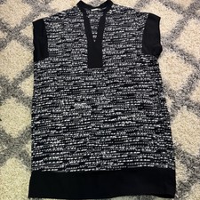 Calvin Klein Womens Black & White Cap Sleeve V Neck Tunic Dress Size XL